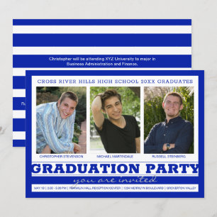 Invitation Group Graduation Party 3 Photos Royal Blue