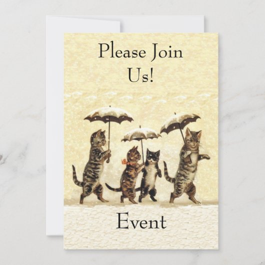 Invitation Groupe Brown blanc Chats Parasols Neige (Devant)