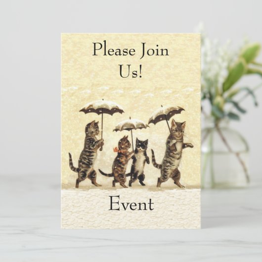 Invitation Groupe Brown blanc Chats Parasols Neige (Debout devant)