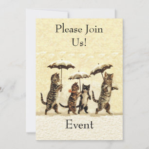 Invitation Groupe Brown blanc Chats Parasols Neige