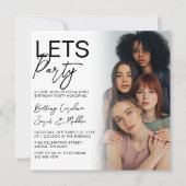 Invitation Groupe de photos recto-verso pour une fête d'anniv (Devant)