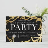 Invitation Groupe d'engagement chic | Floral or (Debout devant)