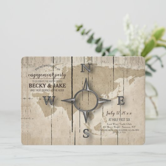 Invitation Groupe d'engagement Compass et World Map (Debout devant)