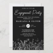 Invitation Groupe d'engagement des Fleurs sauvages noirs et b (Devant)