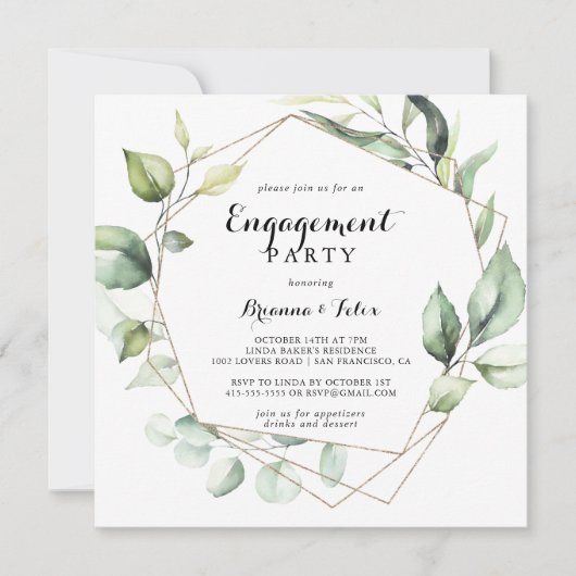 Invitation Groupe d'engagement Géométrique Elegant Gold Green (Devant)