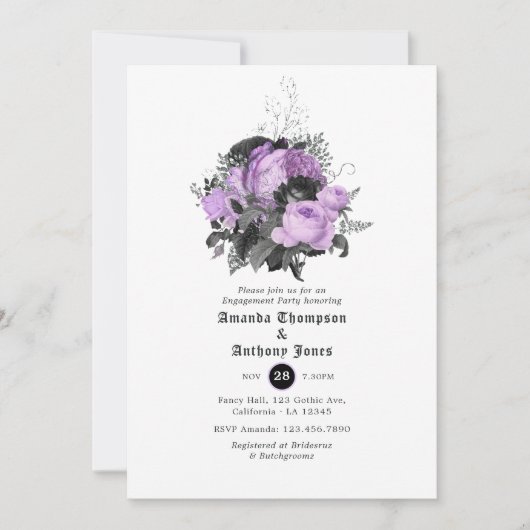 Invitation Groupe d'engagement gothique noir, violet et argen (Devant)