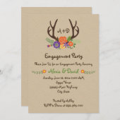 Invitation Groupe d'engagement mariage de monogramme floral A (Devant / Derrière)