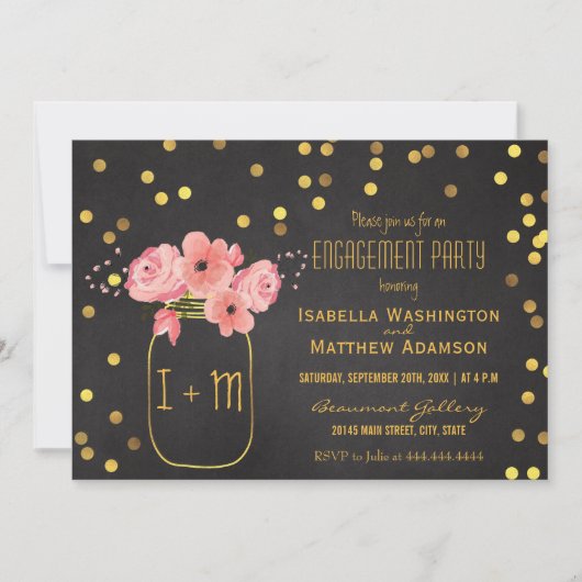 Invitation Groupe d'engagement Mason Jar Confetti Chalkboard (Devant)