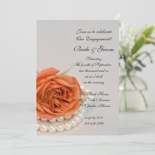 Invitation Groupe d'engagement Orange Rose et White Pearls (Debout devant)