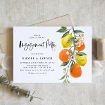 Invitation Groupe d'engagement Oranges botaniques et citrons<br><div class="desc">Invités Invitations avec cette invitation de fête botanique. Il présente des illustrations aquarelles d'oranges, de citrons, de fleurs d'oranges et de verdure avec un motif citronnier assorti. Personnalisez en ajoutant le nom, la date, l'heure, le lieu, l'adresse et d'autres détails de l'événement. Cette invitation aux agrumes est parfaite pour les...</div>