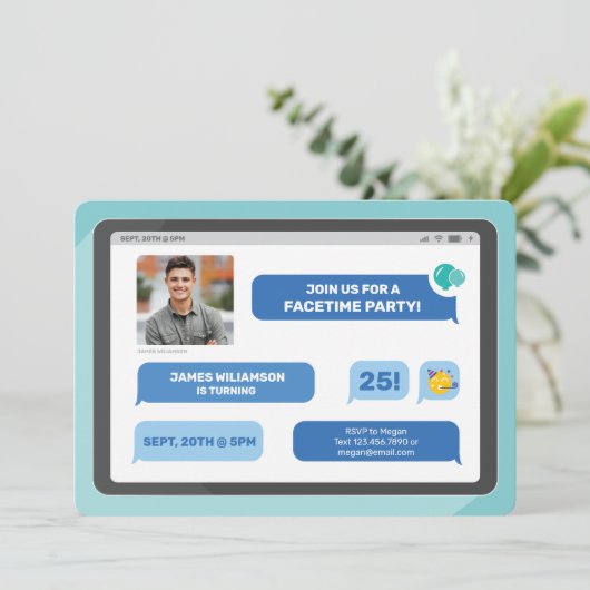 Invitation Groupe en ligne Conversation vidéo Tablet Texte Pa (Debout devant)