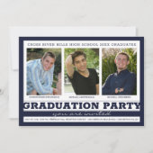 Invitation Groupe Graduation Party 3 Photos Marine Blue (Devant)