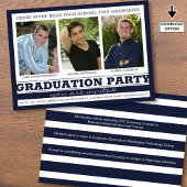 Invitation Groupe Graduation Party 3 Photos Marine Blue