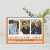Invitation Groupe Graduation Party 3 Photos Orange Noir (Debout devant)