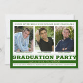 Invitation Groupe Graduation Party 3 Photos Vert (Devant)