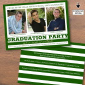 Invitation Groupe Graduation Party 3 Photos Vert