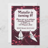 Invitation Grue à papier rose Origami Fleur de cerisier (Devant)