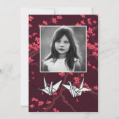 Invitation Grue à papier rose Origami Fleur de cerisier (Dos)