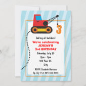 Invitation Grue de construction 3e anniversaire (Devant)