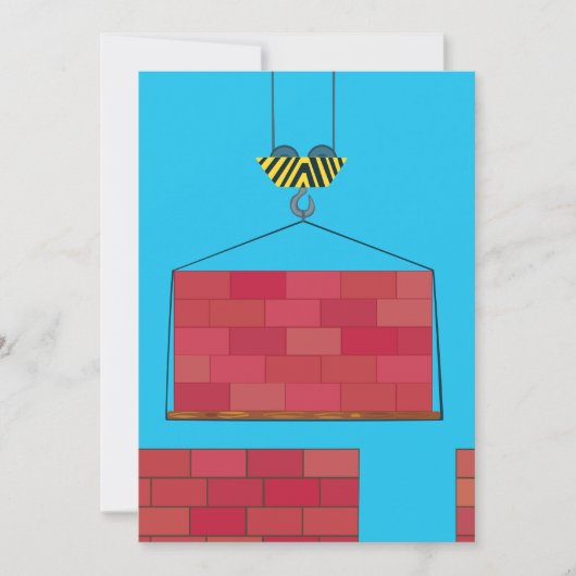 Invitation Grue de construction Levant mur de brique (Devant)