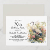 Invitation Grue Feuillage Floral 70e Anniversaire (Devant / Derrière)