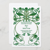 Invitation Grues Art Nouveau en Mariage Bush Rose (Devant / Derrière)