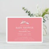 Invitation Grues en papier Origami Baby shower rose Invitatio (Debout devant)