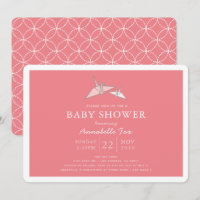 Grues en papier Origami Baby shower rose Invitatio