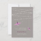 Invitation Grues Papier Violet Fée Lumières Mariage Réception (Devant)