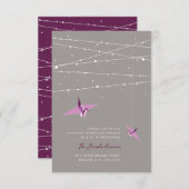 Invitation Grues Papier Violet Fée Lumières Mariage Réception (Devant / Derrière)