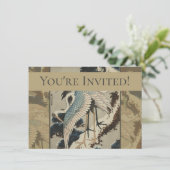 Invitation Grues sur un pin couvert de neige Hokusai (Debout devant)