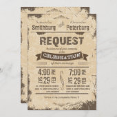 Invitation grunge beige rustique à la mode de (Devant / Derrière)