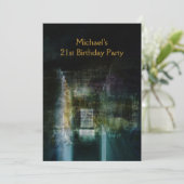 Invitation Grunge Black & Gold Metal 21e Anniversaire Mans (Debout devant)