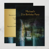 Invitation Grunge Black & Gold Metal 21e Anniversaire Mans (Devant / Derrière)