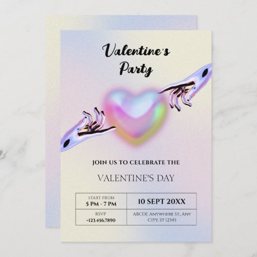 Invitation Grunge coeur y2k (Devant / Derrière)