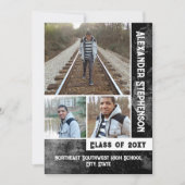 Invitation Grunge Concrete 3 Photo Boys Guys Graduation (Devant)