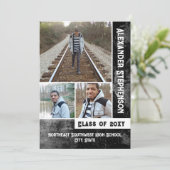 Invitation Grunge Concrete 3 Photo Boys Guys Graduation (Debout devant)
