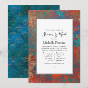 Invitation Grunge Copper Patina et douche Turquoise par la po