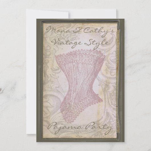 Invitation Grunge Corset Personnalisable Pajama Party Invitat (Devant)