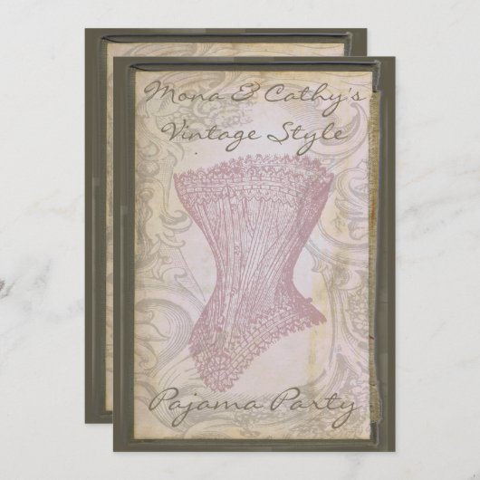 Invitation Grunge Corset Personnalisable Pajama Party Invitat (Devant / Derrière)