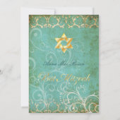 Invitation Grunge Damask Bat mitzvah/turquoise/or (Dos)