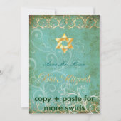 Invitation Grunge Damask Bat mitzvah/turquoise/or (Dos)