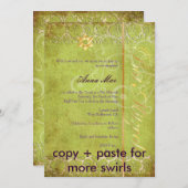 Invitation Grunge Damask Bat mitzvah/vert/or (Devant / Derrière)