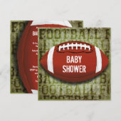 Invitation Grunge de vert de baby shower du football de (Devant / Derrière)