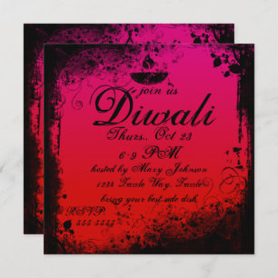 Invitation Grunge Diwali Deepa rose et orange