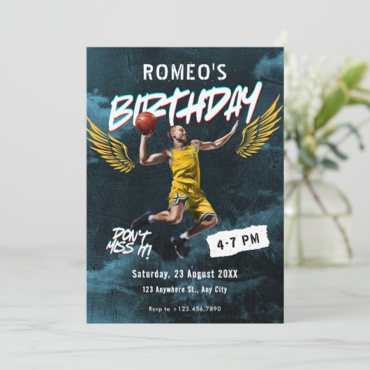 Invitation Grunge graffiti de basket (Debout devant)