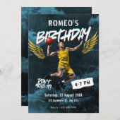 Invitation Grunge graffiti de basket (Devant / Derrière)