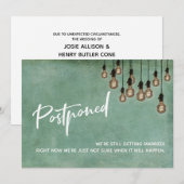 Invitation Grunge Green Edison Lights Postponpond Mariage Car (Devant / Derrière)