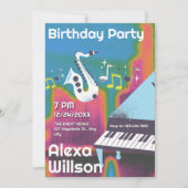 Invitation Grunge jazz music anniversaire (Devant)