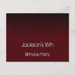 Invitation Grunge noire et rouge foncé de 16ème fête